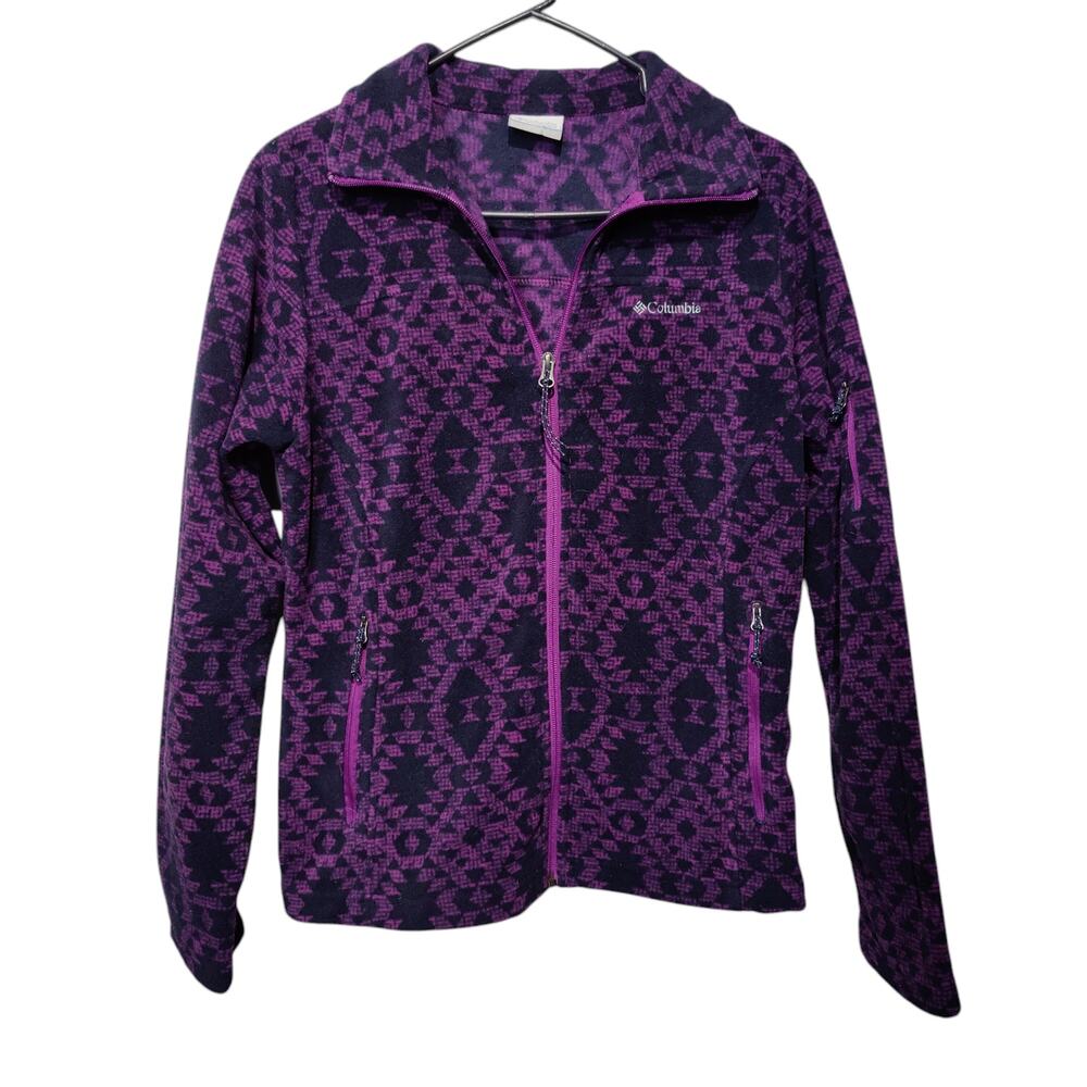 Columbia Women's Sz S Purple Aztec Southwestern Print Fleece Jacket Full Zip